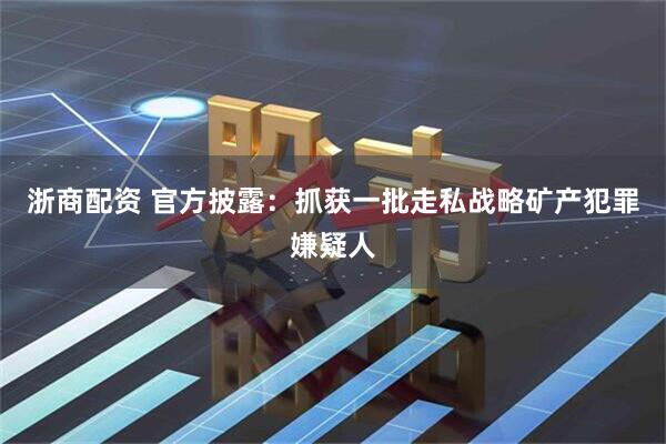 浙商配资 官方披露：抓获一批走私战略矿产犯罪嫌疑人